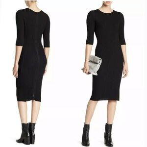 Skull Cashmere Black Ribbed Midi Dress Sz S